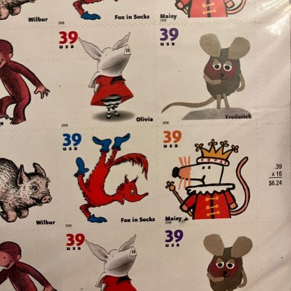 NEW Vintage 16 Collectable Stamps Picture Book Animals Full Pane Curious George - Picture 8 of 9